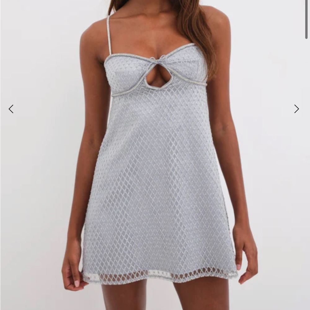 For Love and Lemons size Small Mini slip dress in silver